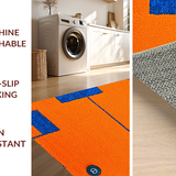 Ultra Soft Area Rug, Non Slip, Stain Resistant, Washable Area Rugs for Living Room, Bedroom, Striking Graphic Tech-Inspired Design(Orange)