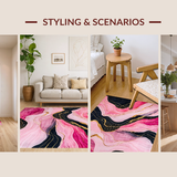 Ultra Soft Area Rug, Non Slip, Stain Resistant, Washable Area Rugs for Living Room, Bedroom, Artistic Swirling Patterned Canvas(Pink)