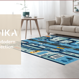 Ultra Soft Area Rug, Non Slip, Stain Resistant, Washable Area Rugs for Living Room, Bedroom, City Map Race Track(Blue)