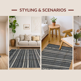 Ultra Soft Area Rug, Non Slip, Stain Resistant, Washable Area Rugs for Living Room, Bedroom, Dynamic Geometric Lines with Animal Motif(Black)