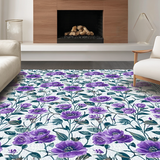 Ultra Soft Area Rug, Non Slip, Stain Resistant, Washable Area Rugs for Living Room, Bedroom, Chic Floral Medallion Aesthetic(Purple)