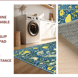 Ultra Soft Area Rug, Non Slip, Stain Resistant, Washable Area Rugs for Living Room, Bedroom, Charming Pastel Floral Arrangement(Blue)