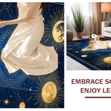 Ultra Soft Area Rug, Non Slip, Stain Resistant, Washable Area Rugs for Living Room, Bedroom, Celestial Inspired Sun Moon Design(Blue)