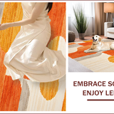 Ultra Soft Area Rug, Non Slip, Stain Resistant, Washable Area Rugs for Living Room, Bedroom, Abstract Half Moon Boho Bedroom Non Slip Rug(Orange)