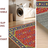 Ultra Soft Area Rug, Non Slip, Stain Resistant, Washable Area Rugs for Living Room, Bedroom, Dynamic Earthy Ogee Aesthetic(Red)