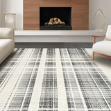 Ultra Soft Area Rug, Non Slip, Stain Resistant, Washable Area Rugs for Living Room, Bedroom, Boho Chic Black & White Area Rug:  Layered Welcome Mat(Gray)