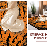 Ultra Soft Area Rug, Non Slip, Stain Resistant, Washable Area Rugs for Living Room, Bedroom, Unique Seasonal Bat Illustration(Orange)