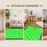 Ultra Soft Area Rug, Non Slip, Stain Resistant, Washable Area Rugs for Living Room, Bedroom, Playful Rounded Floral Theme(Green)
