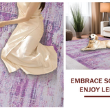 Ultra Soft Area Rug, Non Slip, Stain Resistant, Washable Area Rugs for Living Room, Bedroom, Elegant Lattice Design Flourish(Purple)