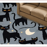 Ultra Soft Area Rug, Non Slip, Stain Resistant, Washable Area Rugs for Living Room, Bedroom, Charming Whimsical Feline Aesthetic(Black)