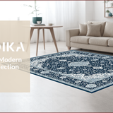 Ultra Soft Area Rug, Non Slip, Stain Resistant, Washable Area Rugs for Living Room, Bedroom, Charming Transitional Gray Blue Pattern(Blue)