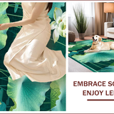 Ultra Soft Area Rug, Non Slip, Stain Resistant, Washable Area Rugs for Living Room, Bedroom, Vibrant Green Lotus Leaf Aesthetic(Green)