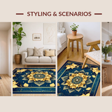 Ultra Soft Area Rug, Non Slip, Stain Resistant, Washable Area Rugs for Living Room, Bedroom, Elegant Transitional Medallion Design(Gold)