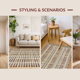 Ultra Soft Area Rug, Non Slip, Stain Resistant, Washable Area Rugs for Living Room, Bedroom, Rustic Brown Abstract Geometry(Beige)