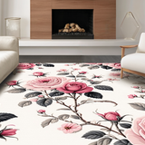 Ultra Soft Area Rug, Non Slip, Stain Resistant, Washable Area Rugs for Living Room, Bedroom, Soft Pastel Flower Motif Piece(Pink)