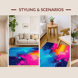 Ultra Soft Area Rug, Non Slip, Stain Resistant, Washable Area Rugs for Living Room, Bedroom, Bold Rainbow Abstract Expression(Blue)