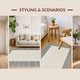 Ultra Soft Area Rug, Non Slip, Stain Resistant, Washable Area Rugs for Living Room, Bedroom, Chic Minimalist Sisal Motif(Beige)