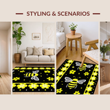 Ultra Soft Area Rug, Non Slip, Stain Resistant, Washable Area Rugs for Living Room, Bedroom, Delightful Springtime Blossom Motif(Black)
