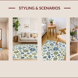 Ultra Soft Area Rug, Non Slip, Stain Resistant, Washable Area Rugs for Living Room, Bedroom, Modern Floral Washable Living Room(White)