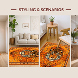 Ultra Soft Area Rug, Non Slip, Stain Resistant, Washable Area Rugs for Living Room, Bedroom, Fun Safari Themed Decorative Piece(Orange)