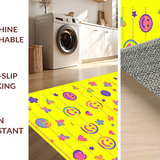 Ultra Soft Area Rug, Non Slip, Stain Resistant, Washable Area Rugs for Living Room, Bedroom, Enchanting Rainbow Smiley Arrangement(Yellow)