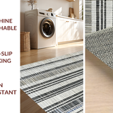 Ultra Soft Area Rug, Non Slip, Stain Resistant, Washable Area Rugs for Living Room, Bedroom, KaHouen Modern Stripe Accent Rug Black and White Outdoor Carpet(Black)