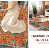 Ultra Soft Area Rug, Non Slip, Stain Resistant, Washable Area Rugs for Living Room, Bedroom, Contemporary Abstract Color Harmony(Orange)