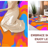 Ultra Soft Area Rug, Non Slip, Stain Resistant, Washable Area Rugs for Living Room, Bedroom, Dynamic Modern Abstract Waves(Orange)