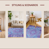 Ultra Soft Area Rug, Non Slip, Stain Resistant, Washable Area Rugs for Living Room, Bedroom, Chic Distressed Medallion Aesthetic(Purple)