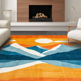 Ultra Soft Area Rug, Non Slip, Stain Resistant, Washable Area Rugs for Living Room, Bedroom, Expressive Circular Abstract Aesthetics(Orange)