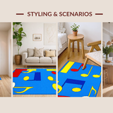 Ultra Soft Area Rug, Non Slip, Stain Resistant, Washable Area Rugs for Living Room, Bedroom, Vibrant Musical Notes Composition(Blue)