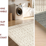 Ultra Soft Area Rug, Non Slip, Stain Resistant, Washable Area Rugs for Living Room, Bedroom, Minimalist Abstract Lattice Arrangement(Beige)