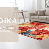 Ultra Soft Area Rug, Non Slip, Stain Resistant, Washable Area Rugs for Living Room, Bedroom, Colorful Modern Flora Arrangement(Red)