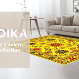 Ultra Soft Area Rug, Non Slip, Stain Resistant, Washable Area Rugs for Living Room, Bedroom, Joyful Multi-Hued Floral Pattern(Yellow)