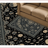 Ultra Soft Area Rug, Non Slip, Stain Resistant, Washable Area Rugs for Living Room, Bedroom, Dark Elegant Abstract Motif(Black)