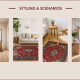 Ultra Soft Area Rug, Non Slip, Stain Resistant, Washable Area Rugs for Living Room, Bedroom, Vibrant Retro Ogee Pattern(Red)