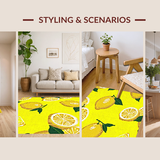 Ultra Soft Area Rug, Non Slip, Stain Resistant, Washable Area Rugs for Living Room, Bedroom, Bright Tropical Fruit Theme(Yellow)