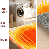Ultra Soft Area Rug, Non Slip, Stain Resistant, Washable Area Rugs for Living Room, Bedroom, Funky Abstract Sunburst Aesthetic(Yellow)