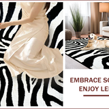 Ultra Soft Area Rug, Non Slip, Stain Resistant, Washable Area Rugs for Living Room, Bedroom, Safari Zebra Print Bedroom Faux Suede Area Rug(Black)