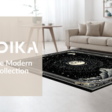 Ultra Soft Area Rug, Non Slip, Stain Resistant, Washable Area Rugs for Living Room, Bedroom, Enigmatic Celestial Wave Design(Black)