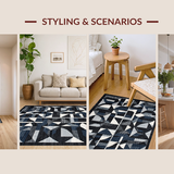 Ultra Soft Area Rug, Non Slip, Stain Resistant, Washable Area Rugs for Living Room, Bedroom, Luxurious Subtle Ogee Design(Gray)