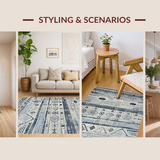 Ultra Soft Area Rug, Non Slip, Stain Resistant, Washable Area Rugs for Living Room, Bedroom, Sleek Modern Gray Patterned Design(Blue)