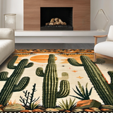 Ultra Soft Area Rug, Non Slip, Stain Resistant, Washable Area Rugs for Living Room, Bedroom, Whimsical Cactus Rainbow Aesthetic(Orange)