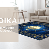 Ultra Soft Area Rug, Non Slip, Stain Resistant, Washable Area Rugs for Living Room, Bedroom, Abstract Celestial Bliss Composition(Blue)