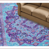 Ultra Soft Area Rug, Non Slip, Stain Resistant, Washable Area Rugs for Living Room, Bedroom, Elegant Light Blue Floral Motif(Blue)