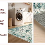 Ultra Soft Area Rug, Non Slip, Stain Resistant, Washable Area Rugs for Living Room, Bedroom, Elegant Floral Distressed Aesthetic(Ivory)