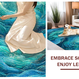 Ultra Soft Area Rug, Non Slip, Stain Resistant, Washable Area Rugs for Living Room, Bedroom, 3D Octopus Illusion Rug Runner Nautical Ocean Depths Graphic Printed Mat(Blue)