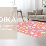 Ultra Soft Area Rug, Non Slip, Stain Resistant, Washable Area Rugs for Living Room, Bedroom, Rustic Earthy Blossom Touch(Pink)