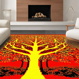 Ultra Soft Area Rug, Non Slip, Stain Resistant, Washable Area Rugs for Living Room, Bedroom, Striking Eclectic Nature Theme(Red)
