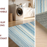 Ultra Soft Area Rug, Non Slip, Stain Resistant, Washable Area Rugs for Living Room, Bedroom, Elegant Sky Blue Wave Motif(Blue)